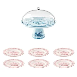 ALZATA CON CAMPANA E 6 PIATTINI DESSERT COORDINATI “JOSEPHINE”