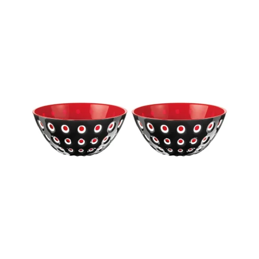 SET 2 CIOTOLE ⌀12CM "LE MURRINE" - Nero/Bianco/Rosso trasparente